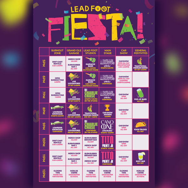 We finally made it!
TODAY IS THE DAY!!
LEAD FOOT FIESTA IS HERE!!!
🔥🔥🌶🌮🍹...